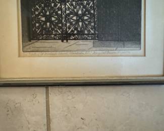 "Gate of St. Michael's Church, Charleston, S.C." # 5/15. Signed by Artist, Margaret Gruen Longacre. Photo 4 of 4.