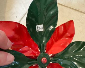 Vintage Set of 3, Retired Department 56 Metal Poinsettia Taper Candle Holders. Photo 2 of 2.