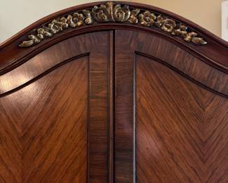 Vintage Parcel Gilt Mahogany Cabinet. Measures 38" W x 70" H x 18" D. Photo 2 of 3.