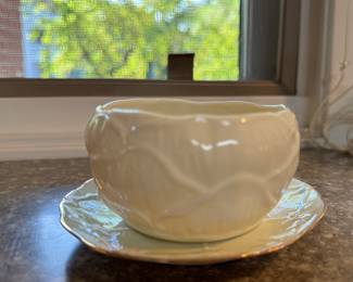Vintage Belleek Sugar Bowl & Underplate.