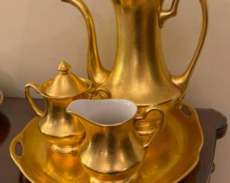 Pickard Rose & Daisy 24K Coffee, Cream & Sugar Set with Underplate. Photo 1 of 3.