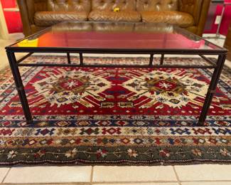 Vintage Glass and Brass Cocktail Table. Measures 37" x 37" x 16" H. Photo 1 of 2.