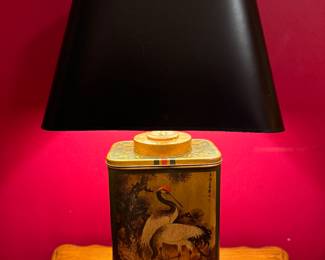 Vintage Frederick Cooper Chinese Tea Tin Table Lamp. Photo 1 of 3.