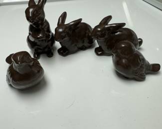 Chocolate Brown Ceramic Easter Bunnies & Chicks.