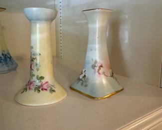 Assorted Pastel Porcelain Candlesticks. Photo 2 of 3.