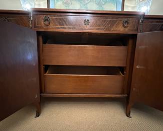 Vintage Robert Irwin Sideboard with Brass Pulls. Measures 72" W x 21" D x 36" H. Photo 5 of 7.