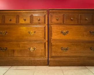 Pair of Vintage Heywood Wakefield Cinnamon Bachelor's Chest of Drawers. Each Measures 32" W x 19" D x 31" H. Photo 1 of 4.