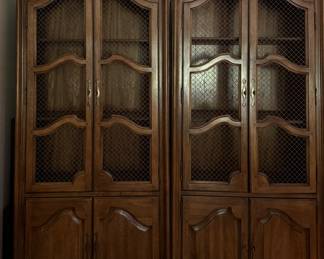 Pair of Cabinets with Interior Shelving and Storage Cabinet - Mesh Wire Doors. Each Measures 34" W x 16" D x 76" H. Great as Is But Ask Us For Custom Painting ReSources! Photo 1 of 2.