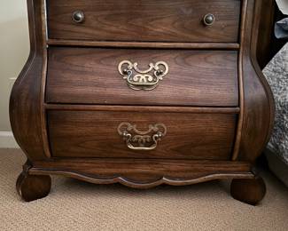 Pair of Century Bombay Bedside Tables with Glass Tops. Each Measures 29" W x 19" D x 25" H. Beautiful as Is But Ask Us About Refinishing / Painting / Lacquering Resources. Photo 1 of 2.