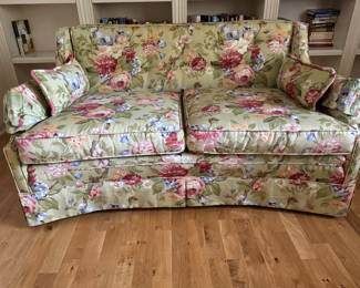 Braemore Floral Upholstered Bow-Front Apartment Sofa. Measures 54" W x 34" D. Photo 1 of 5.