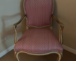 Set of 8 Louis XV Dining Chairs Upholstered in Pink Fabric. Set Included 2 Arm and 6 Side Chairs. Photo 4 of 5.