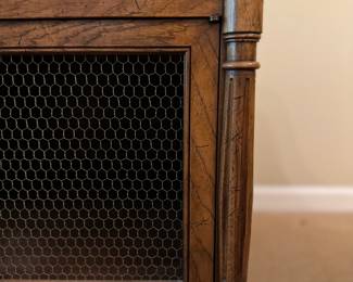 Pair of Vintage Two-Door Mesh Screen Side Tables. Each Measures 28" x 28" x 23" H. Beautiful as Is But Ask Us About Refinishing / Painting / Lacquering Resources. Photo 2 of 4.
