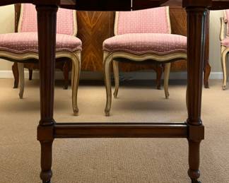 Vintage Burl Wood Queen Anne Style Extension Dining Table. Measures 40" x 68" Includes Two 11" Leaves. Photo 5 of 5.