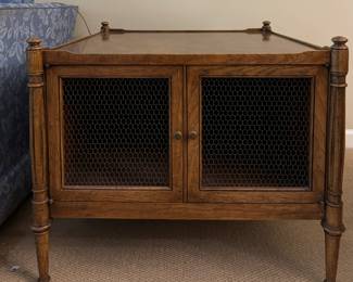 Pair of Vintage Two-Door Mesh Screen Side Tables. Each Measures 28" x 28" x 23" H. Beautiful as Is But Ask Us About Refinishing / Painting / Lacquering Resources. Photo 1 of 4.