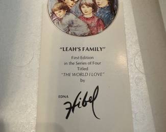 First Edition Edna Hibel "Leah's Family" Collector Plate. Signed by Artist. Photo 2 of 2.