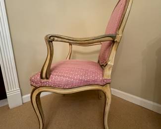 Set of 8 Louis XV Dining Chairs Upholstered in Pink Fabric. Set Included 2 Arm and 6 Side Chairs. Photo 5 of 5.