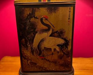 Vintage Frederick Cooper Chinese Tea Tin Table Lamp. Photo 2 of 3.