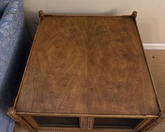 Pair of Vintage Two-Door Mesh Screen Side Tables. Each Measures 28" x 28" x 23" H. Beautiful as Is But Ask Us About Refinishing / Painting / Lacquering Resources. Photo 3 of 4.