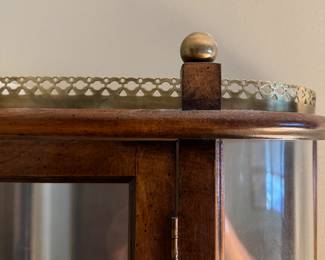 Wall-Mounted Curio Cabinet with Mirrored Back and Brass Gallery Trim. Photo 2 of 2.