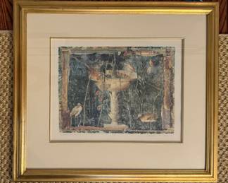 "Le Fountain Aux Ouiseaux," Signed & Numbered Lithograph. Photo 1 of 3.