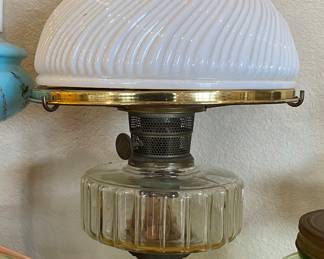 Vintage Glass Aladdin Lamp and shade