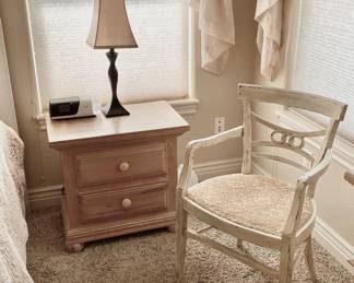 Distressed White chair that matches Bedroom set.