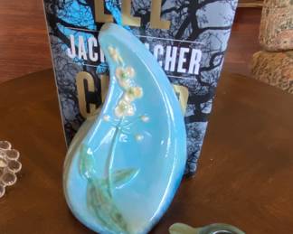 Roseville bookends and candle holder