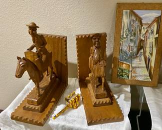 Pancho Villa and side kick Carved Bookends