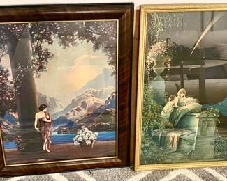 2 Art Nouveau Antique 1920's 30's Deco art.