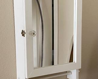 White wall mount Mirrored Jewelry cabinet