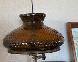 Rare Coleman Hanging or table lamp and shade.