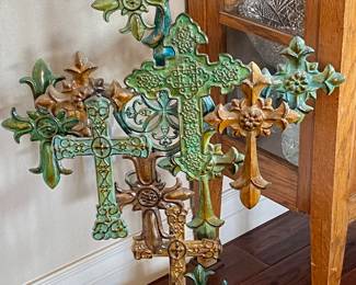 Very Cool Multiple Metal Christian Crosses Display.