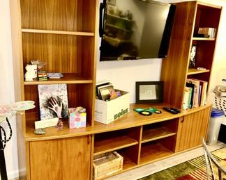 Second view of Wall unit with bowed front design (TV NOT FOR SALE), great storage and display