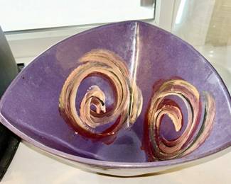 Signed art pottery serving bowl