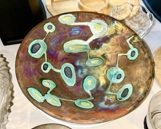 Signed art pottery serving bowl