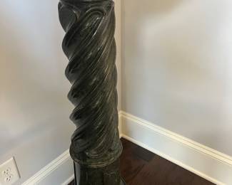 Pre sell item priced at 1200. Green marble pedestal. Spiral twist column, on octagonal base, with square top. Circa 1850. 45" high. Mint condition.