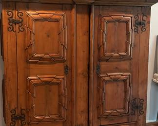 Pre sell item priced at 1600. Austrian Pine Cupboard. Double Raised paneled twin door, original locks and hinges. Circa 1750. 80 x 21 x 79. Appraised by the "Appraisers Registry" in 2000 for 4500.