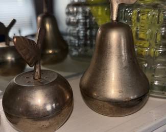 Brass Apple and Pear Salt and Pepper Shaker 