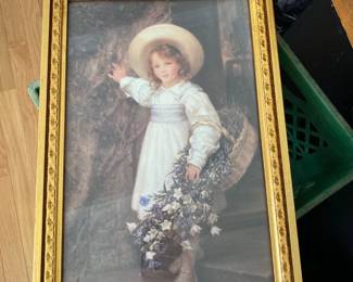 Framed Victorian Print Harebells by Sigismund Christian Hubert Goetze 