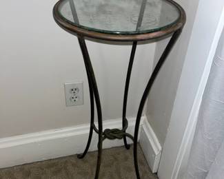 Wrought Iron / Glass Plant Stand Table 
