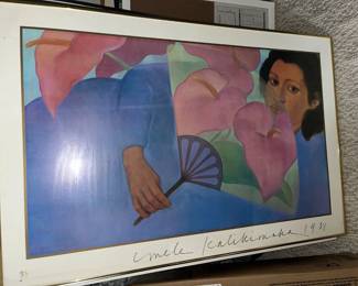 Anthuriums & Fan by Pegge Hopper 