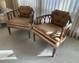 Vintage upholstered barrel chairs