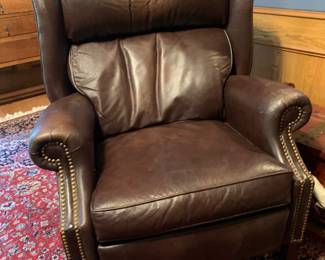 Brown leather recliner