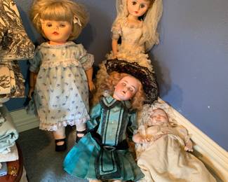 Antique German doll and miscellaneous dolls