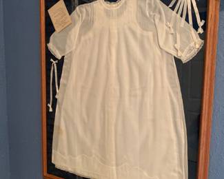 Antique christening gown framed