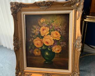 Yellow rose oil painting