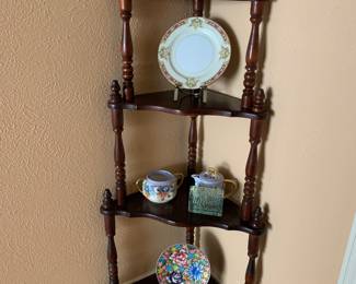 Four shelf tiered corner display