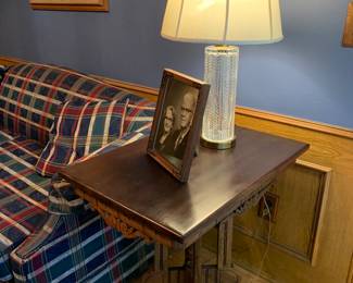 Decorative side table, Waterford lamp