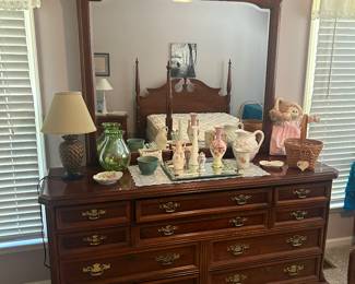 BASSETT DRESSER WITH BEVELED GLASS MIRROR