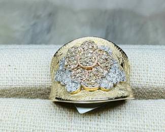 Champagne & White Diamond Gold ring